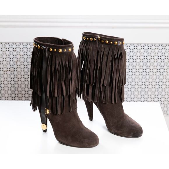 Gucci Brown Hysteria Baboushka Suede Fringe Boots (IT39, US9) F/W2008 pre-owned - Picture 2 of 12